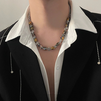 Ogrlica s kubanskim lancem od titan čelika, ručna izrada, privjesak od legure, unisex