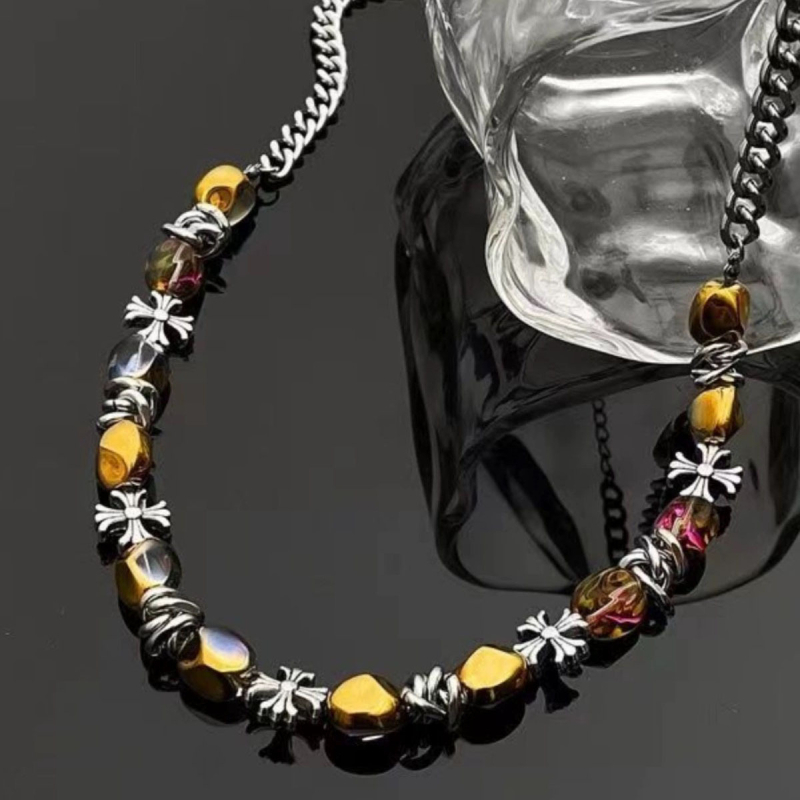 Ogrlica s kubanskim lancem od titan čelika, ručna izrada, privjesak od legure, unisex