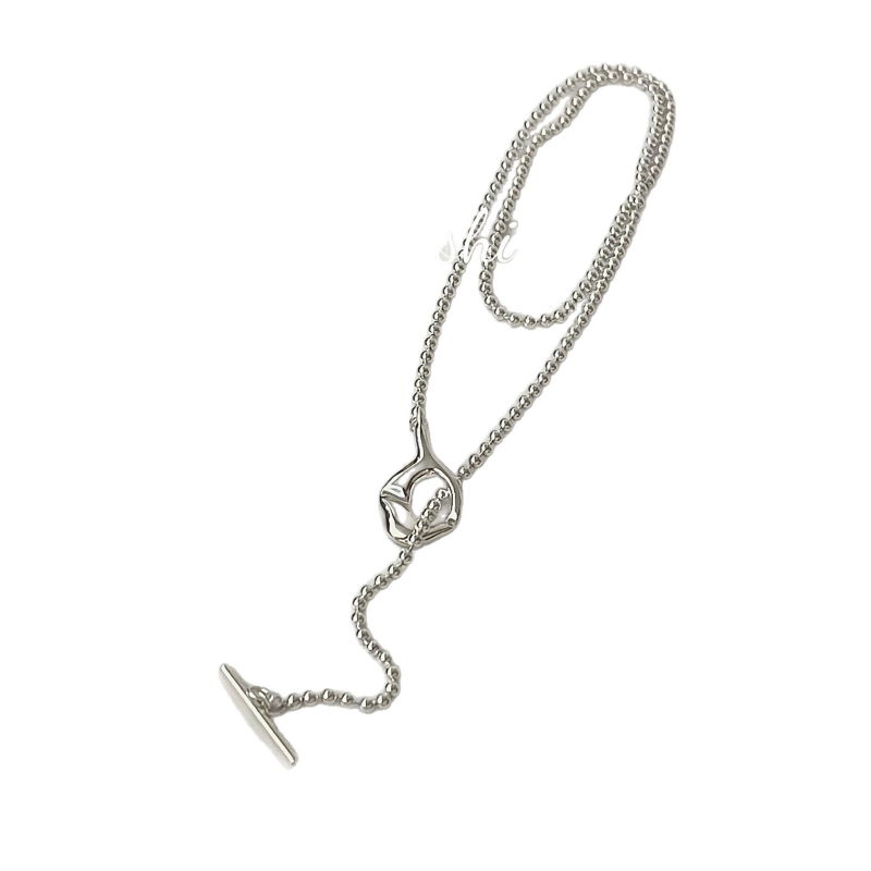 S925 Geometrijski tassel ogrlica s OT kopčom, lanac s perlama, 41-50 cm