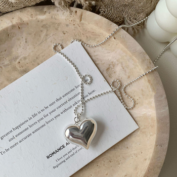 Ogrlica sa šupljim srcem, 925 srebro, običan lanac, duljina 41–50 cm, INS stil