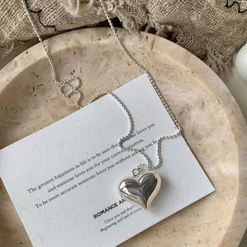 Ogrlica sa šupljim srcem, 925 srebro, običan lanac, duljina 41–50 cm, INS stil