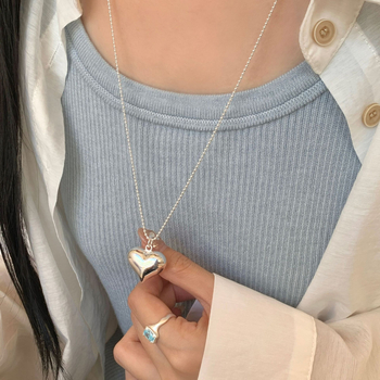 Ogrlica sa šupljim srcem, 925 srebro, običan lanac, duljina 41–50 cm, INS stil