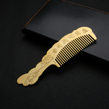 Латунен дамски гребен за коса с мотив павлин и мантра от шест думи, етно стил, естествен латунен финиш