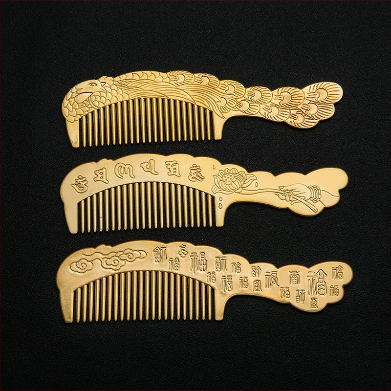 Vaskjuhkse harja paavi motiiviga ja kuuek sõnaline mantra, etniline naiste stiil, looduslik vaske viimistlus