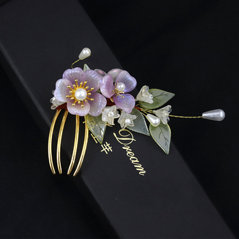 Hanfu stílusú fejfedő hajfésű, retro női ékszer, ötvözet, 2024 tavasz