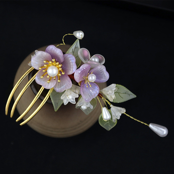 Hanfu stílusú fejfedő hajfésű, retro női ékszer, ötvözet, 2024 tavasz