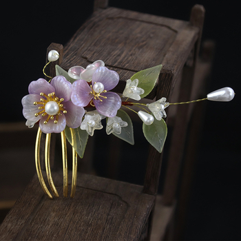 Hanfu stílusú fejfedő hajfésű, retro női ékszer, ötvözet, 2024 tavasz