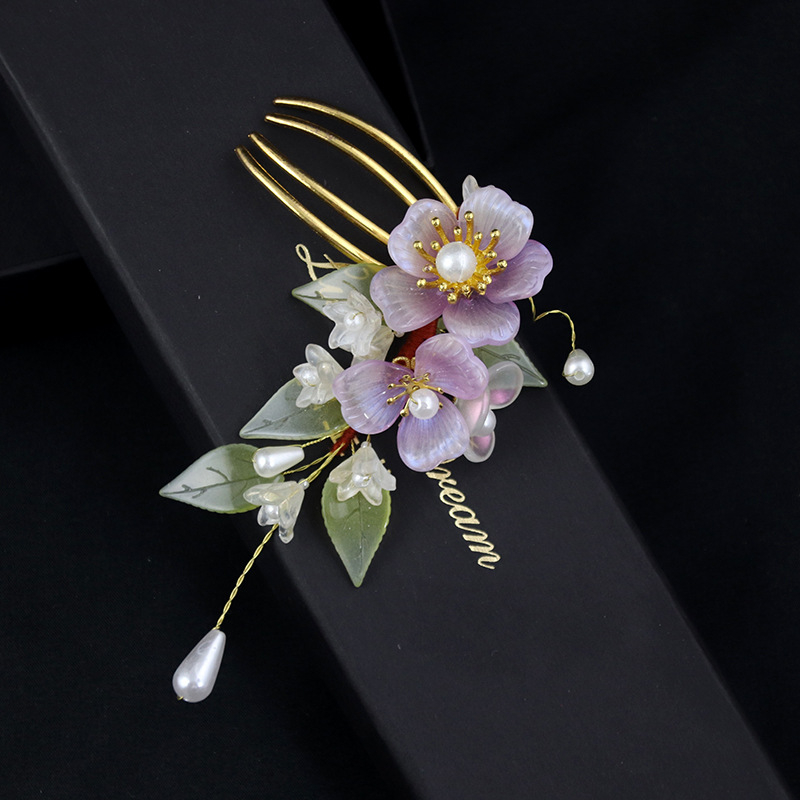 Hanfu stílusú fejfedő hajfésű, retro női ékszer, ötvözet, 2024 tavasz