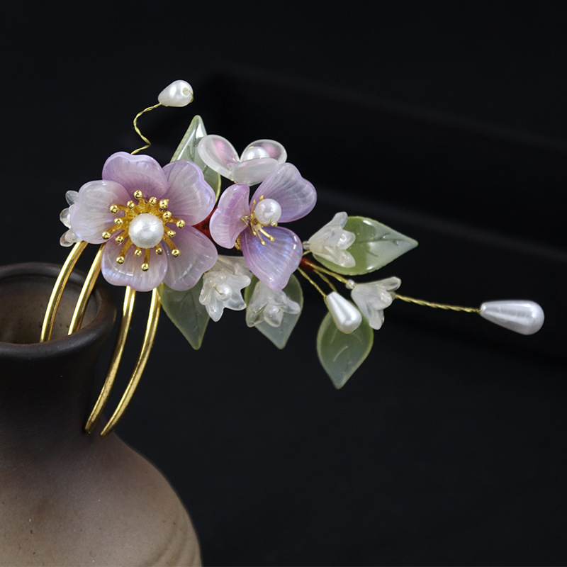 Hanfu stílusú fejfedő hajfésű, retro női ékszer, ötvözet, 2024 tavasz