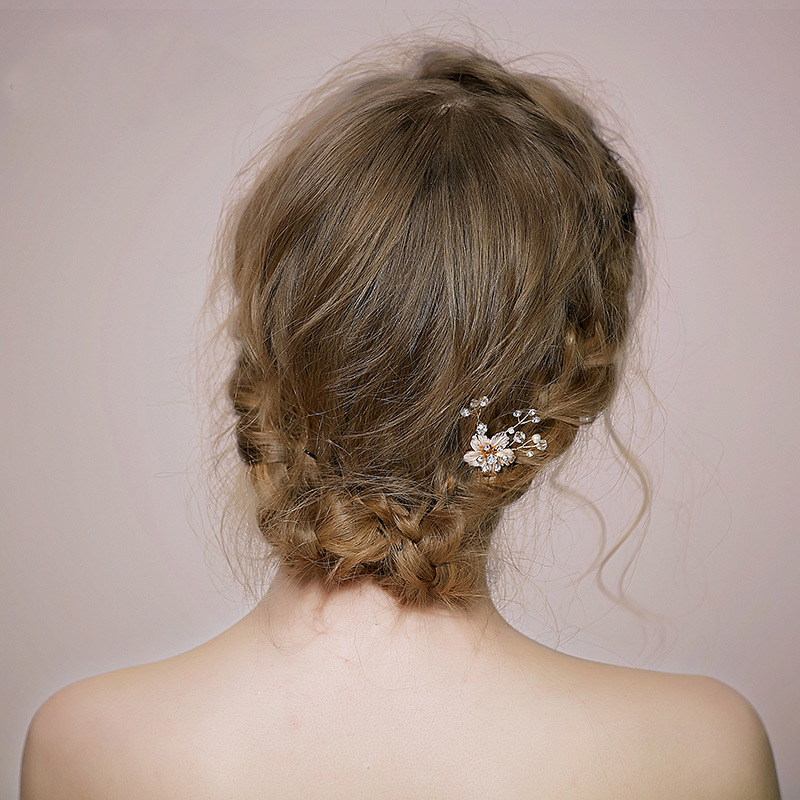 Гребен за коса от сплав, цветеобразен дизайн с кристали, електроплатирано, сватбена украса за коса