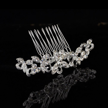 Esküvői hajfésű koreai stílusban, geometrikus mintázat és hajkristályokkal, ötvözet anyag, környezetbarát ónmentes ezüst bevonat