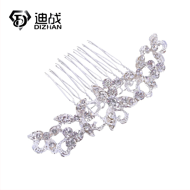 Pulmapäeva juuksehari geomeetrilise kujundusega ja juuksekristallidega, sulam, ökoloogiline hõbedane katte tina-vaba