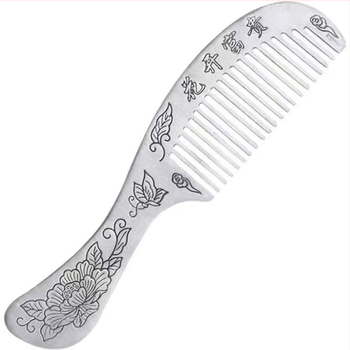 Metallist kamm pika käepideme, etnilise stiiliga, unisex, elektroplaadimise viimistlus, loomade/tähtkujude kujundus, suve 2024 väljaanne