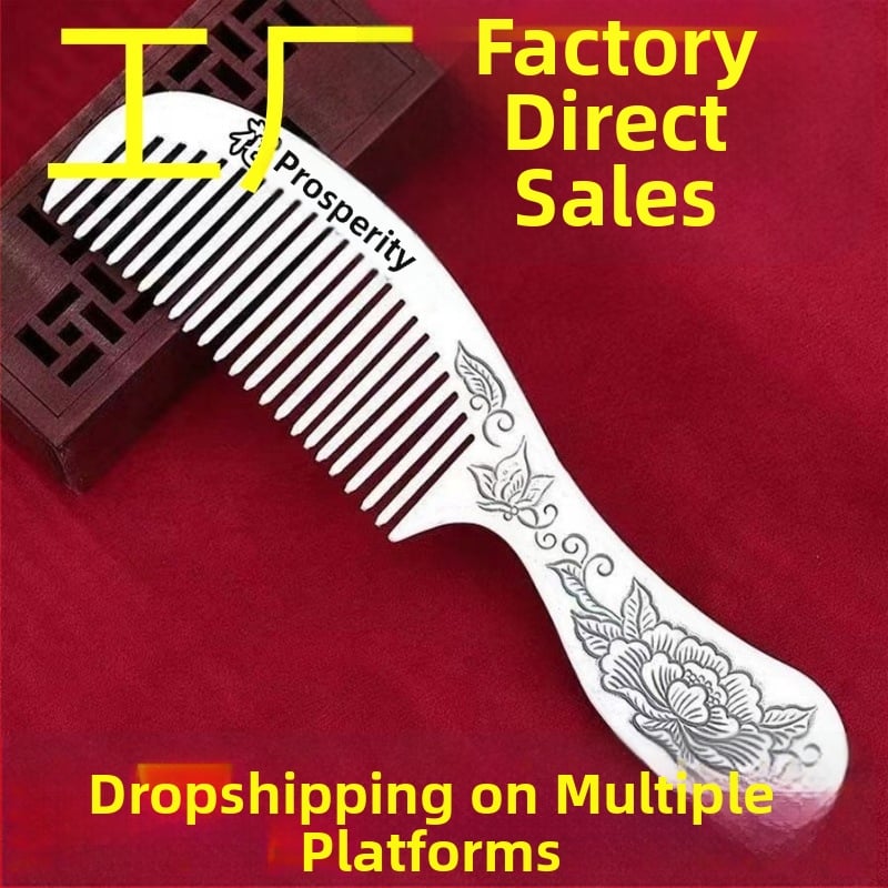 Metallist kamm pika käepideme, etnilise stiiliga, unisex, elektroplaadimise viimistlus, loomade/tähtkujude kujundus, suve 2024 väljaanne