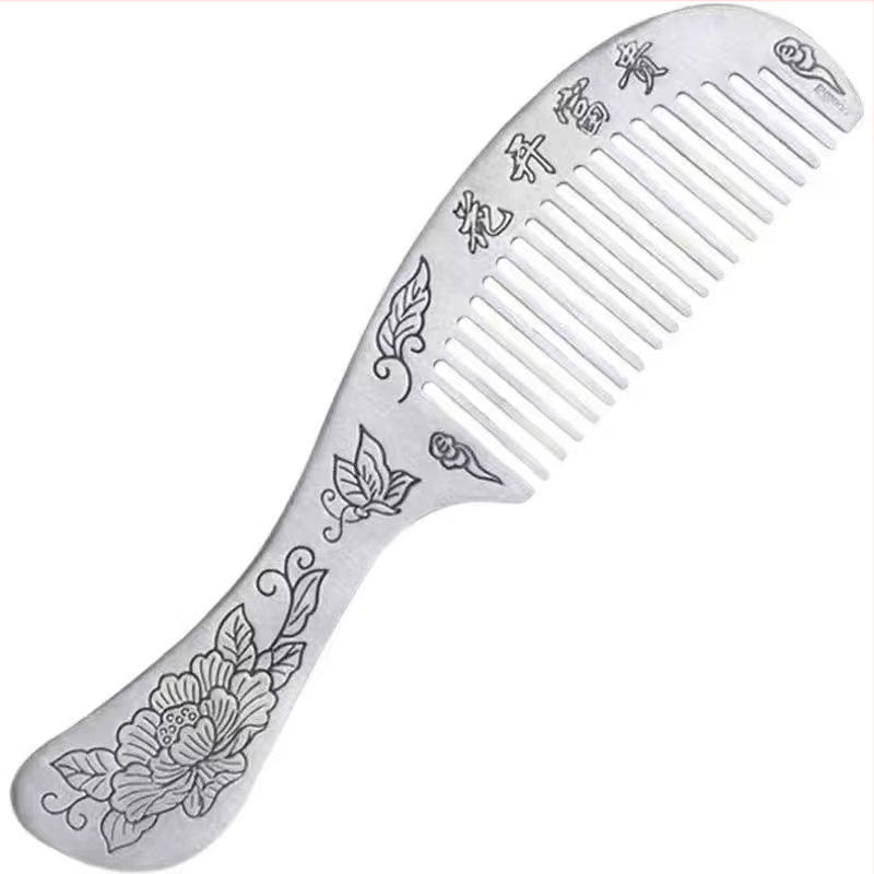 Metallist kamm pika käepideme, etnilise stiiliga, unisex, elektroplaadimise viimistlus, loomade/tähtkujude kujundus, suve 2024 väljaanne