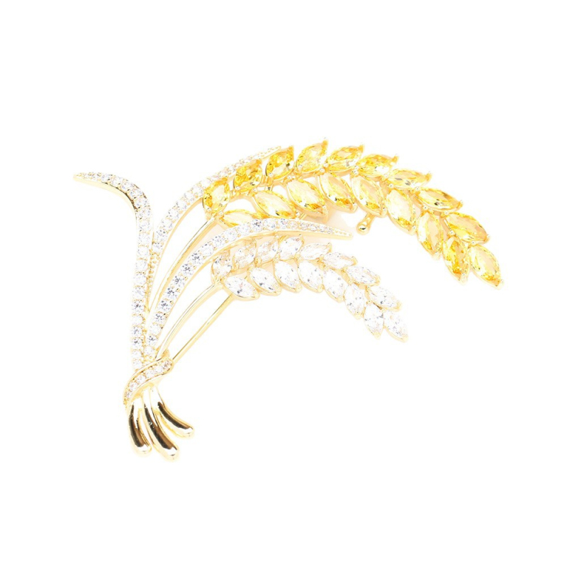 Broš - sintetički kubni cirkon, elektroplating, marka Yanyi, oblik cvijeta