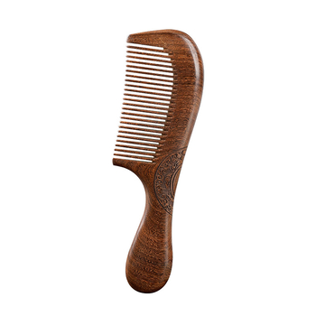 Masirajući češalj od sandalovog drveta – dvostrani, ukrašen rezbarijom, s finim zubima