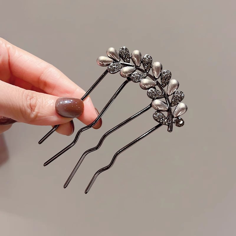 Hajdísz: hátulsó koponyatetőhöz tartó csat, strasszos gyöngyökkel, négyágú fésű, fém anyag, etnikus női stílus, gyémántos felület