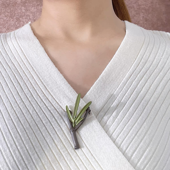 Бамбукова брошка в стил Китайски ретро, унисекс | цинкова сплав, MAINIU/McNew, маслена обработка, декоративна