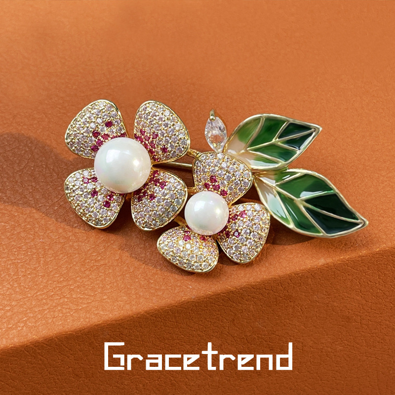 Bakrena broš u obliku cvijeta, elektroplatiranje, korejski stil, dekoracija i poklon