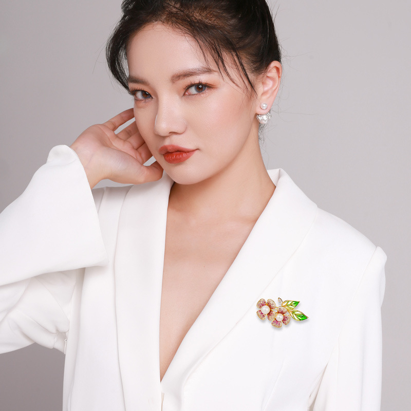 Bakrena broš u obliku cvijeta, elektroplatiranje, korejski stil, dekoracija i poklon