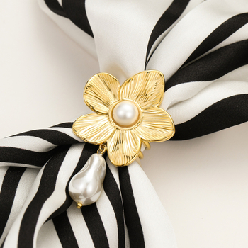 Nimai Női virágos Barokk gyöngy medál — titán acél, elektroplatálás, selyemsál gyűrű