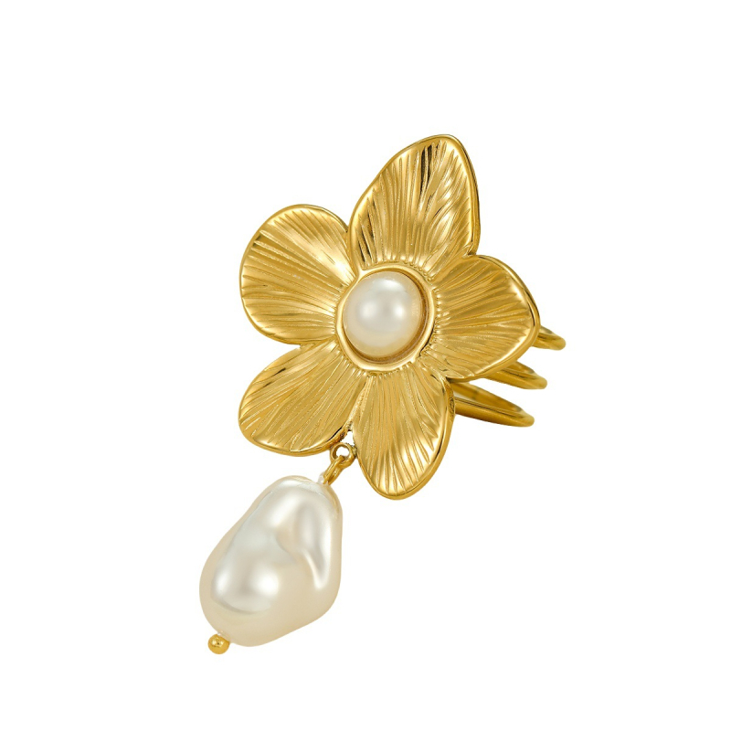 Nimai Női virágos Barokk gyöngy medál — titán acél, elektroplatálás, selyemsál gyűrű