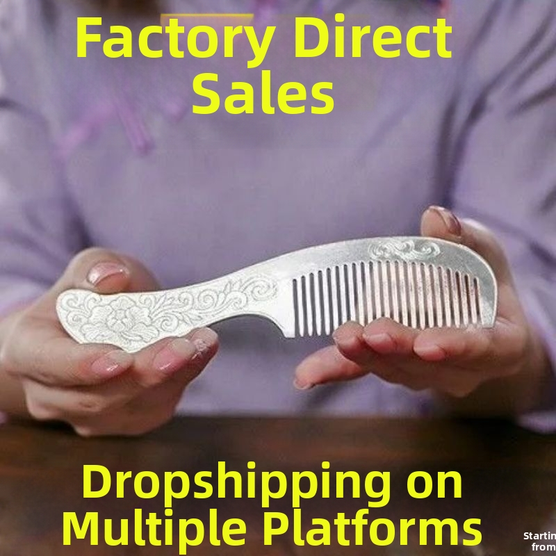 Metallist juuksehari peoniate lillemotiiviga, ümmarguse pikk käepide, retro unisex disain