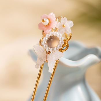 Ac de păr din aliaj, formă de fluture, stil vintage, lucrat manual