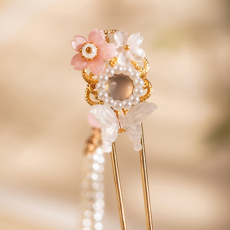 Ac de păr din aliaj, formă de fluture, stil vintage, lucrat manual