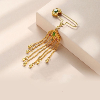 Broš s motivom Ruyi, kopča za šal i resica od Hetijanskog jadra – retro umjetnički stil, legura, elektroplatiranje