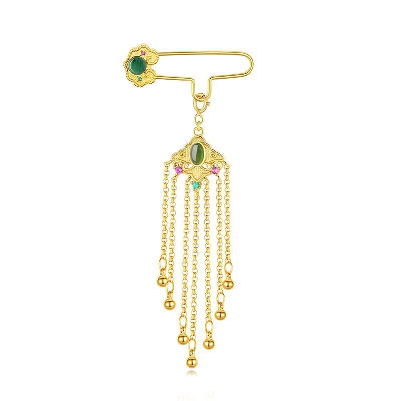 Broš s motivom Ruyi, kopča za šal i resica od Hetijanskog jadra – retro umjetnički stil, legura, elektroplatiranje