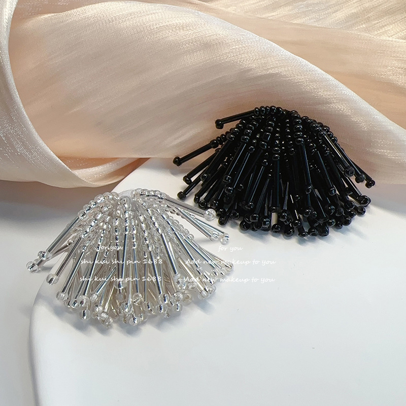 Ručno izrađena broš s cvijetom od perli i resicom – za žene, višestruka dekoracija dekolta, miješani materijali