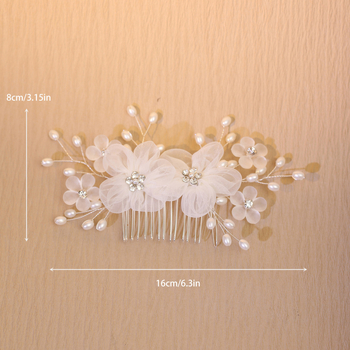Vjenčani set za kosu: perljasti cvijet, ručno izrađena U-oblik ukosnica s bijelim kristalima, dodatak za kosu