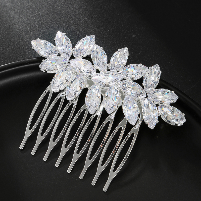 Гребен за коса с циркон, форма на корона, електроплакиране, за сватба, лято 2024