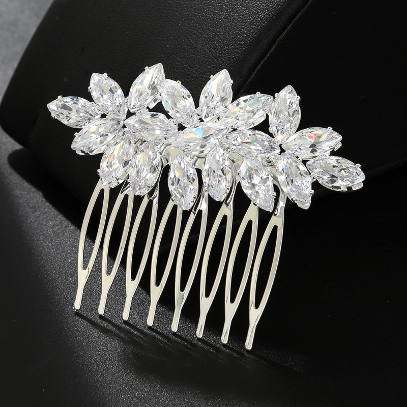 Гребен за коса с циркон, форма на корона, електроплакиране, за сватба, лято 2024