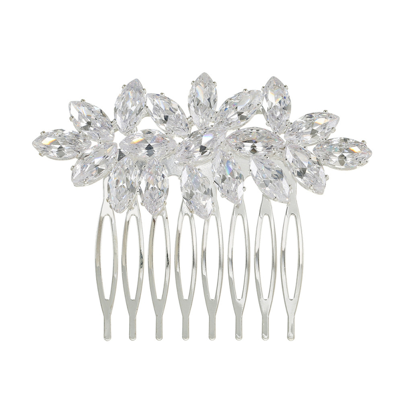 Гребен за коса с циркон, форма на корона, електроплакиране, за сватба, лято 2024