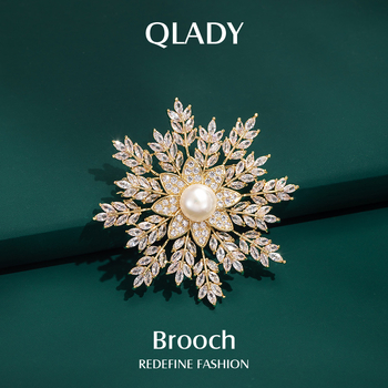 Broš s pahuljom snijega za corsage, dvostruka kopča za šal, elektroplakirani završetak, dizajn jesen 2023, stil Japan i Koreja