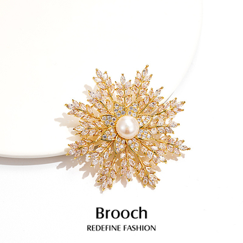 Broš s pahuljom snijega za corsage, dvostruka kopča za šal, elektroplakirani završetak, dizajn jesen 2023, stil Japan i Koreja
