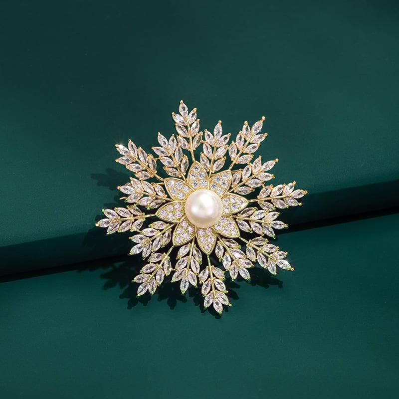 Broš s pahuljom snijega za corsage, dvostruka kopča za šal, elektroplakirani završetak, dizajn jesen 2023, stil Japan i Koreja
