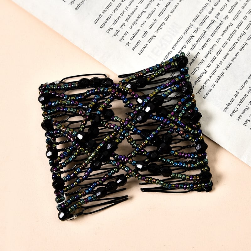 Kézzel készített gyöngyös, dupla soros, rugalmas hajcsat lányoknak