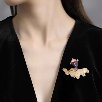 Bros od bakra, dizajn s životinjskim motivom, ženski luksuzni stil, elektroplatiranje, model Gold red diamond