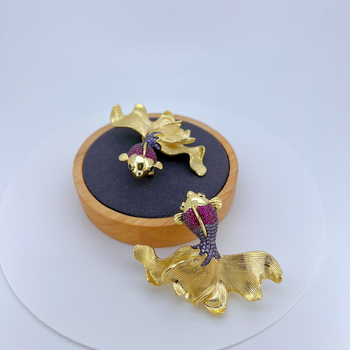 Bros od bakra, dizajn s životinjskim motivom, ženski luksuzni stil, elektroplatiranje, model Gold red diamond