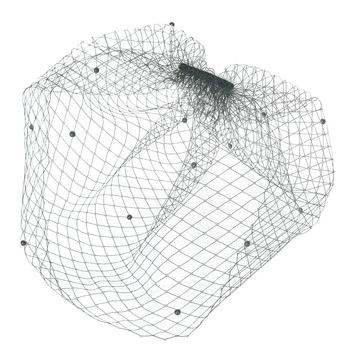 Menyasszonyi fejdísz hálós anyagból, arcfedő fátyollal, kézzel készített gyöngyökkel