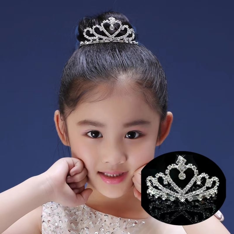 Fejfedő – Gyermekeknek koronás hajdísz strasszokkal, hercegnő stílus, elektroplatált bevonattal