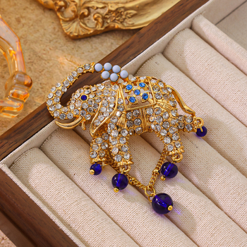 Bros od legure s oblikom slona, ukrašena ugrađenim dijamantima, dvostruka namjena