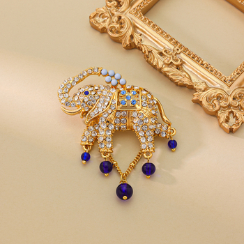 Bros od legure s oblikom slona, ukrašena ugrađenim dijamantima, dvostruka namjena