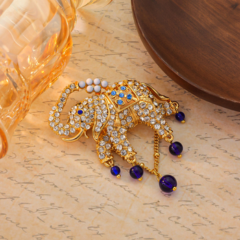 Bros od legure s oblikom slona, ukrašena ugrađenim dijamantima, dvostruka namjena