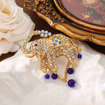 Bros od legure s oblikom slona, ukrašena ugrađenim dijamantima, dvostruka namjena