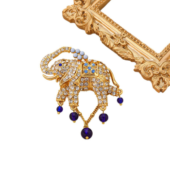 Bros od legure s oblikom slona, ukrašena ugrađenim dijamantima, dvostruka namjena